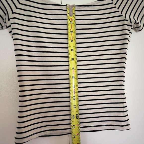New Look Black and White Striped Crop Top Size 2 NWOT - Picture 5 of 12